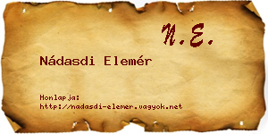 Nádasdi Elemér névjegykártya